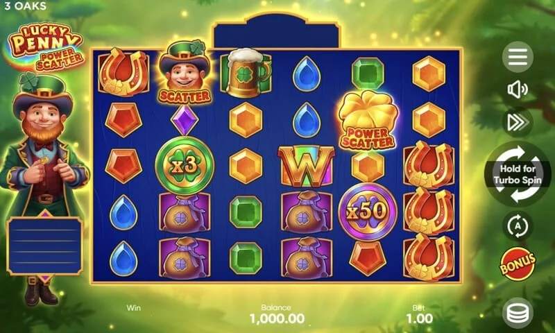 Lucky Penny Power Scatter - simbol Power Scatter cu monedă de aur și iluminare